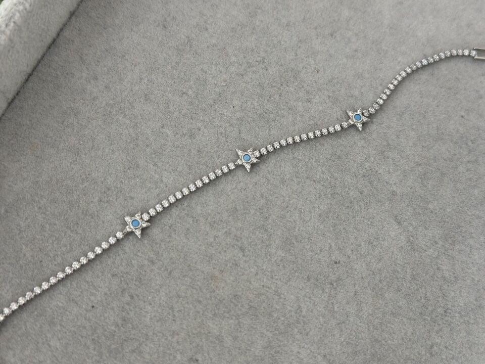 MİNİMA SU YOLU VE MAVİ YILDIZ DETAYLI BİLEKLİK