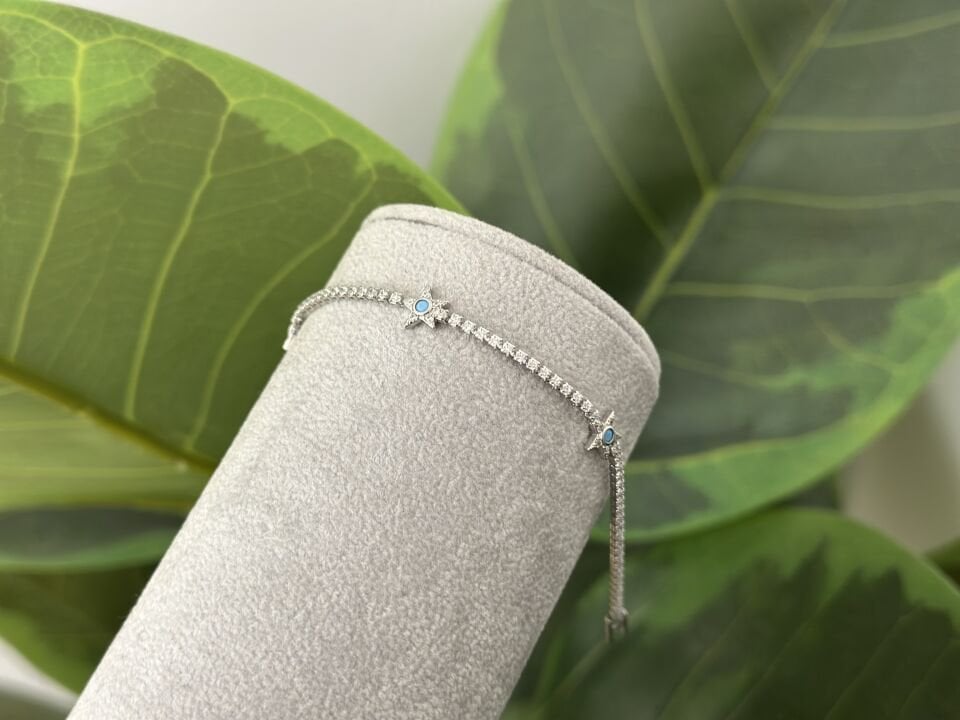 MİNİMA SU YOLU VE MAVİ YILDIZ DETAYLI BİLEKLİK