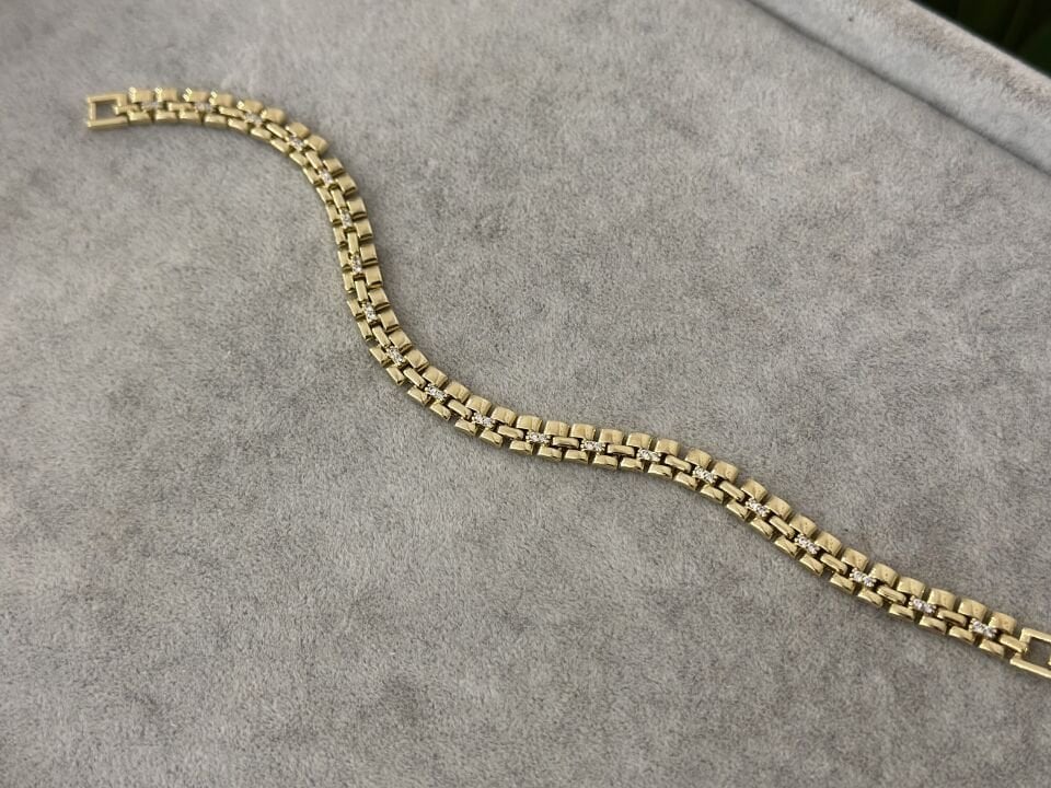 JUBİLE ZİNCİR VE TAŞ DETAY GOLD BİLEKLİK