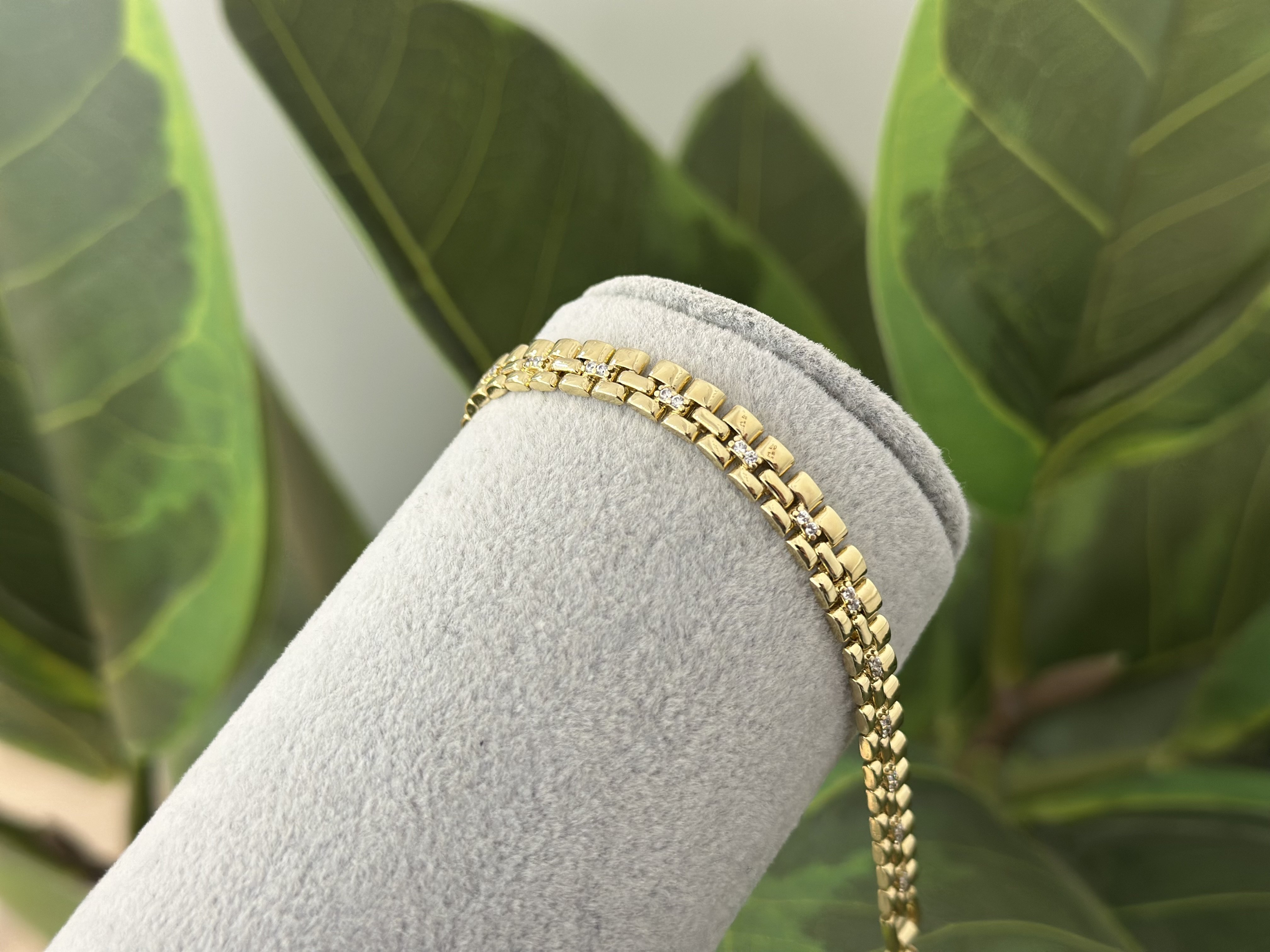 JUBİLE ZİNCİR VE TAŞ DETAY GOLD BİLEKLİK