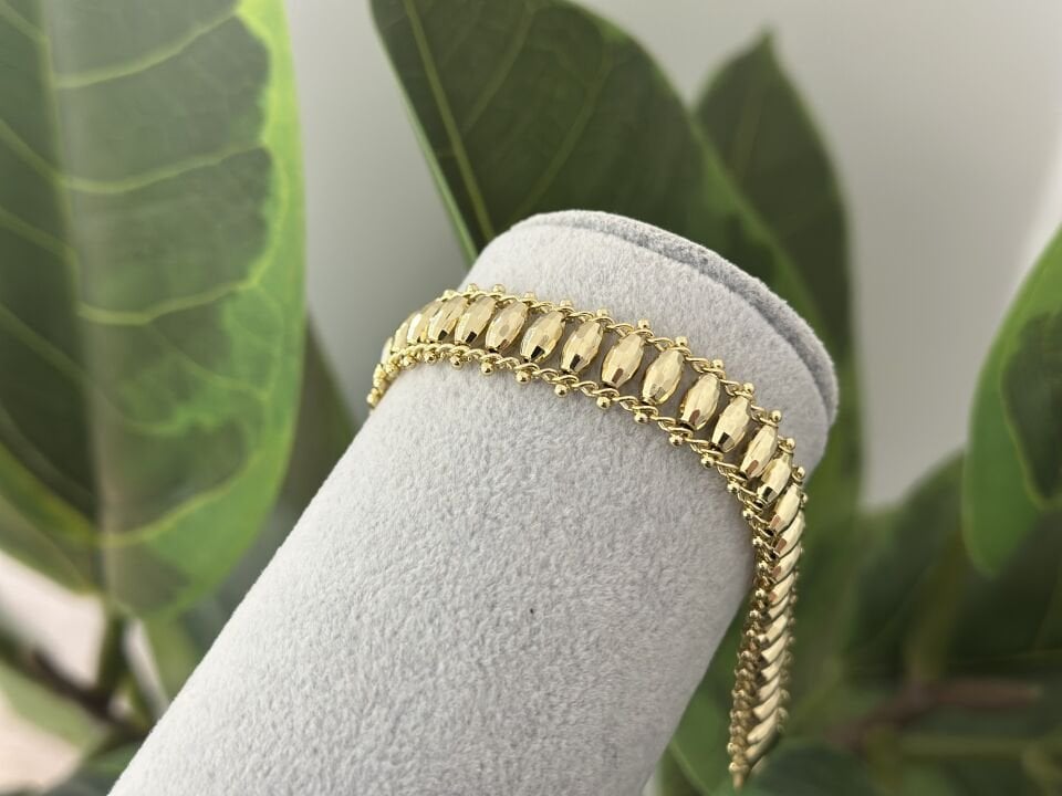 ÖRME ZİNCİR VE DORİKA DETAY GOLD BİLEKLİK