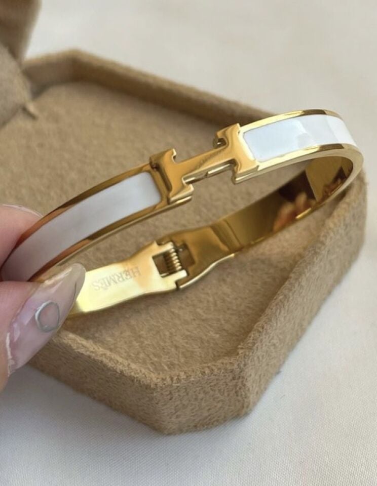 İTHAL H*RMES BEYAZ BİLEKLİK İNCE