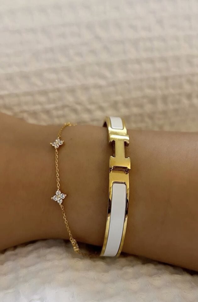 İTHAL H*RMES BEYAZ BİLEKLİK İNCE