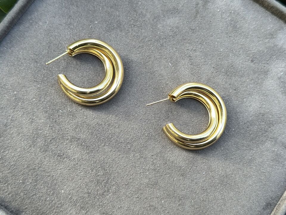 VİNTAGE ÇİFTLİ GÖRÜNÜMLÜ KÜPE