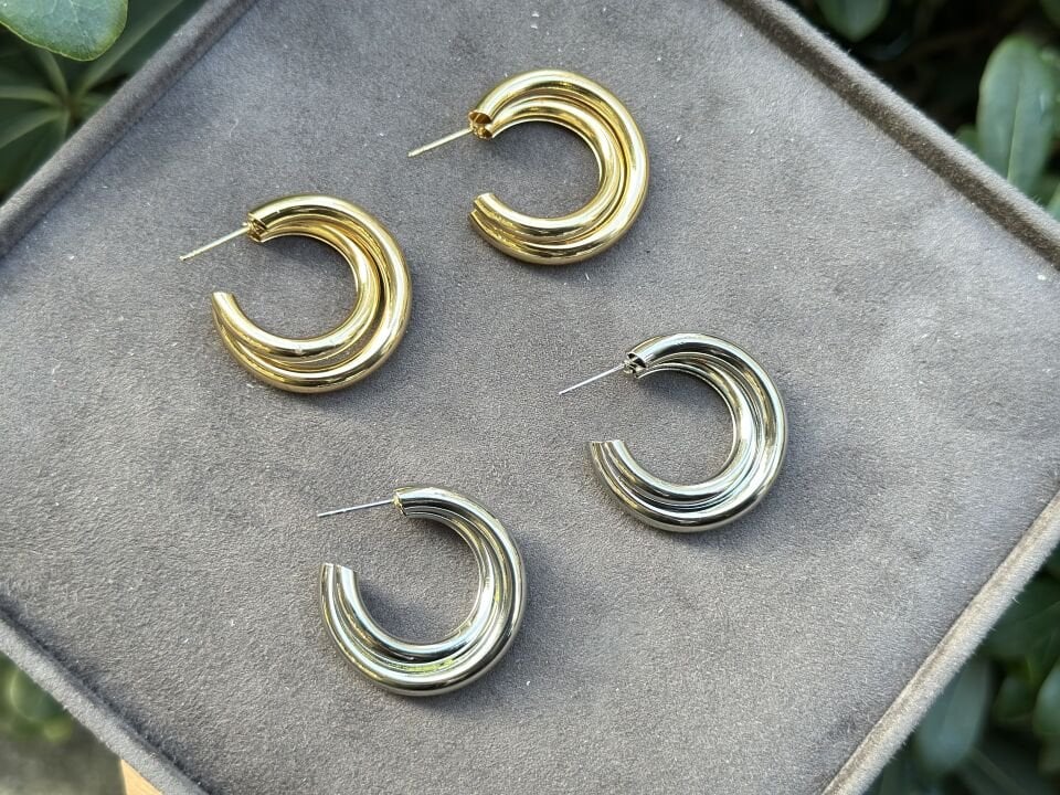 VİNTAGE ÇİFTLİ GÖRÜNÜMLÜ KÜPE