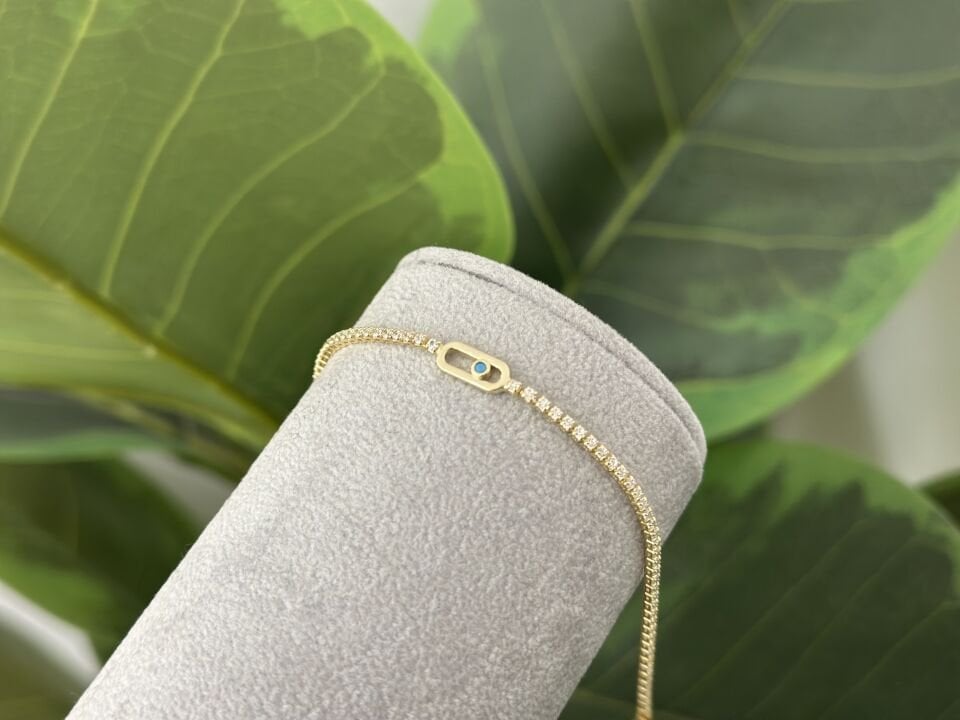 MİNİMA SU YOLU VE TEK MAVİ TAŞ DETAYLI BİLEKLİK